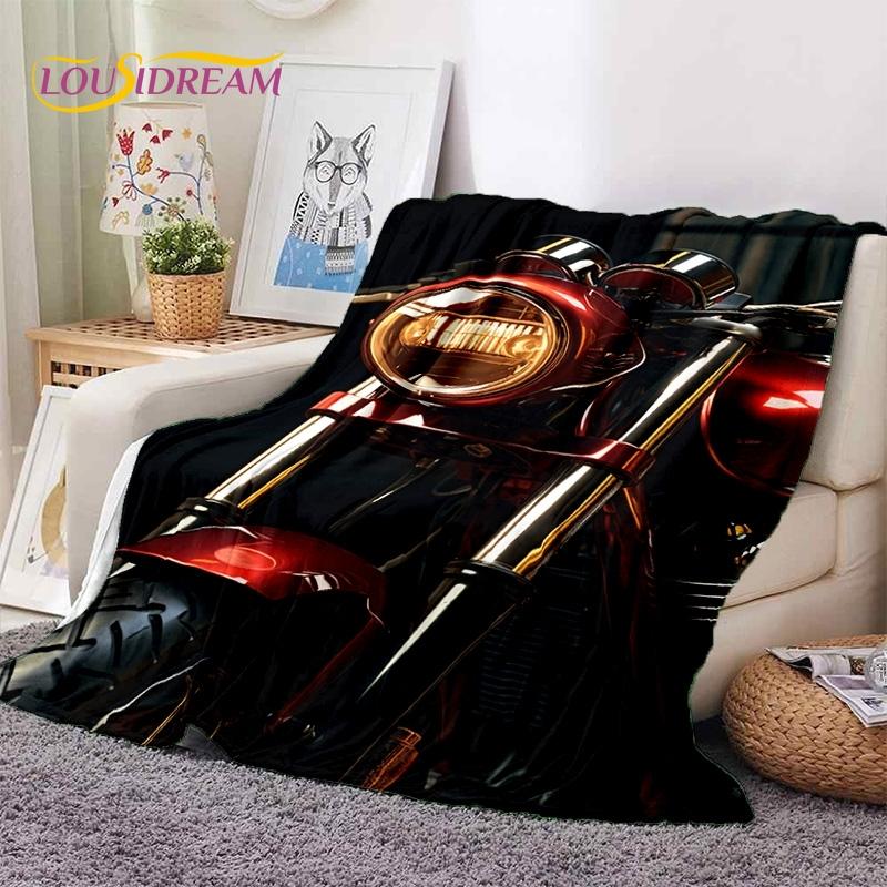 Motocross Modern Retro Motorcycle Soft Blankets,Keep Warm Throw Blanket Comfortable Blanket for Picnic Beds Sofa Home Bedroom