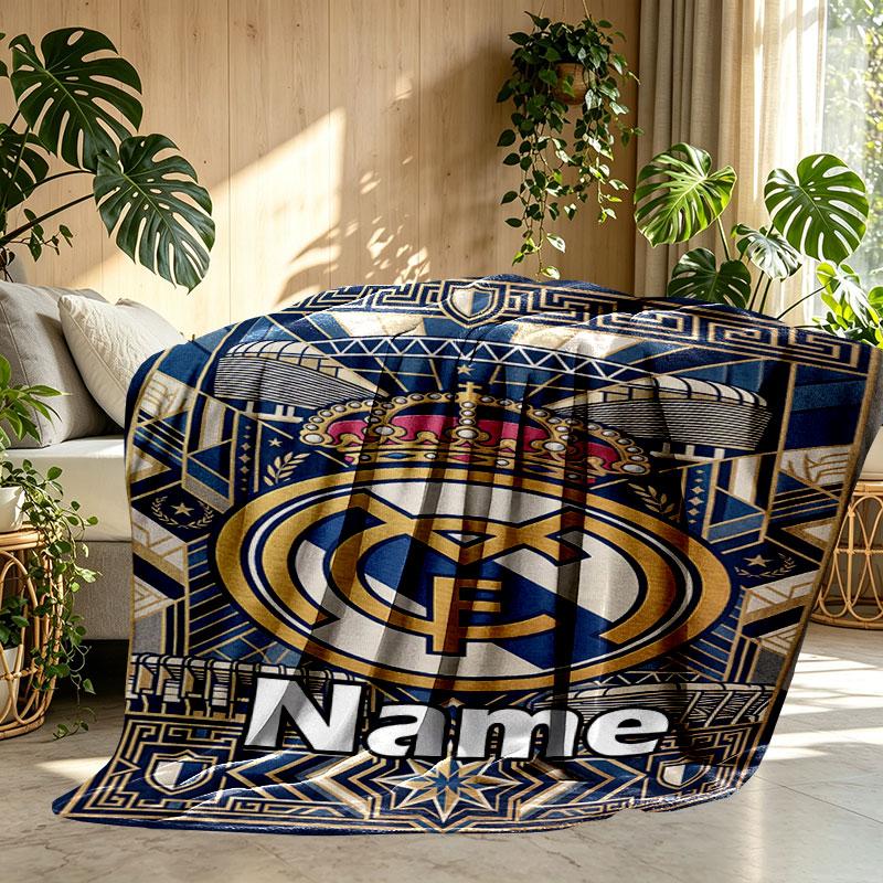 Personalizovaná deka s potiskem Realu Madrid, Vlastní jméno, Domácí dekorace, Ložnice, Pohovka, Kempování, Gauč, Dárky k narozeninám, Vánocům