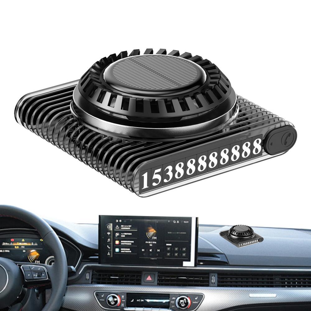 Solar Power Car Air Freshener Solar Rotating Aromatherapy With Temporary Parking Number Plate Odor Eliminator Dashboard