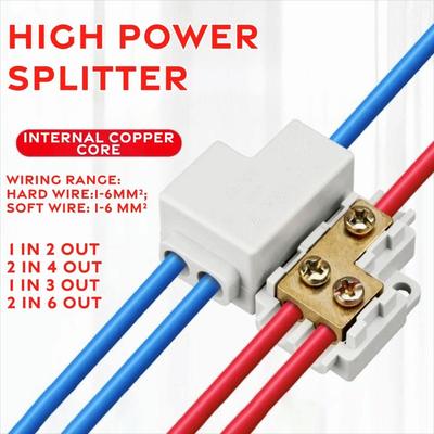 Electrical Connectors Spliceable High Power Splitter Conductor Brass 1-6mm² Quick Terminal Block Terminal Blocks Electrical