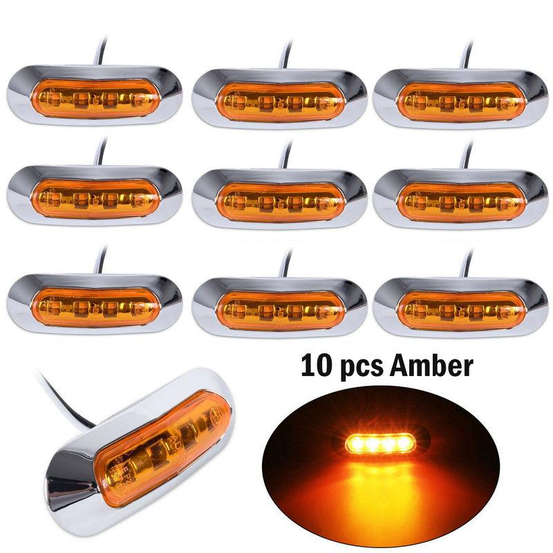 10Pcs Amber For SMD 4 LED Truck Side Marker Light Clearance Lamp Trailer DC 12V-24V Waterproof Side Clearance Marker Lamp