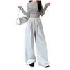 Pantaloni de timp liber gri stil leneș pentru toamnă Pantaloni de trening pentru femei Pantaloni drepți cu talie înaltă Pantaloni cu picior larg Pantaloni drapați pe podea