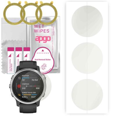 3x apgo MATTE Hydrogel Displayschutz für Garmin Fenix 6S, Hydrogel Film, mit Positionierungsschicht, einfache Installation