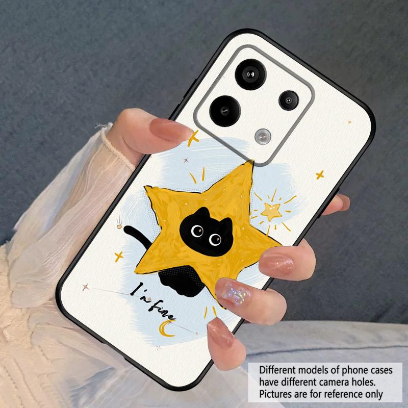 Cartoon Moon Cat For Redmi Note 9 9S 10 11 12 12S 13 Pro Plus 5G India 14 Pro 4G Global 14S 13C 14C silicone soft phone case