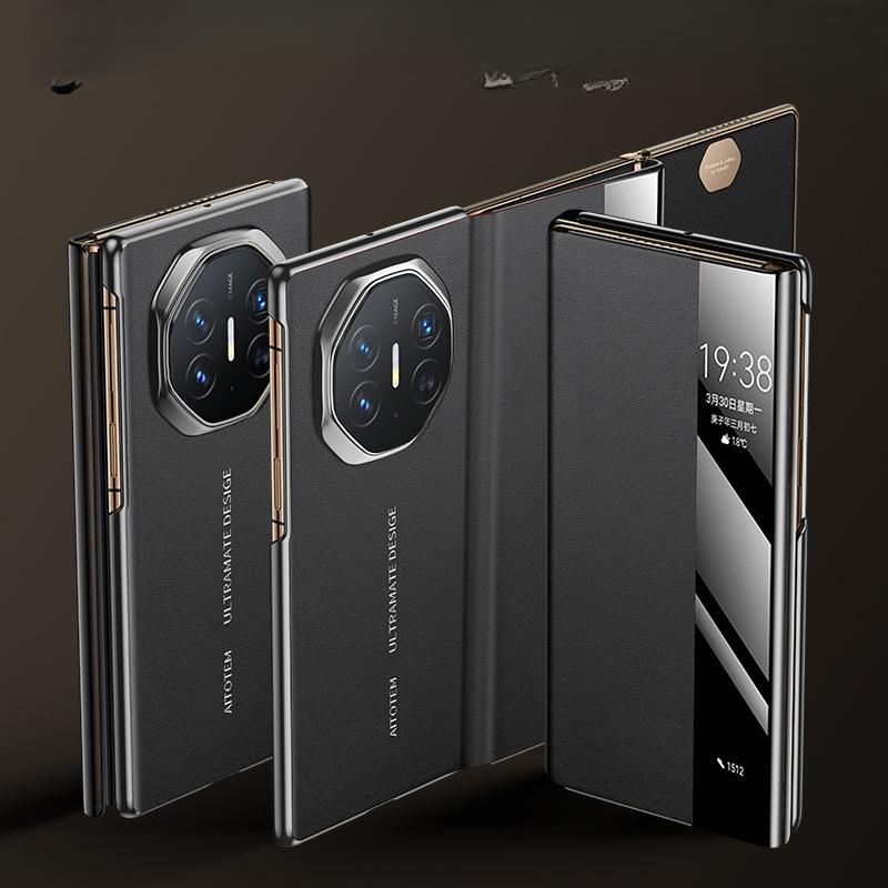 Suitable for Huawei MateXT Mobile Phone Case Triple Folding Business Men and Women Napa Smart Window Anti-fall Full Foreskin Case