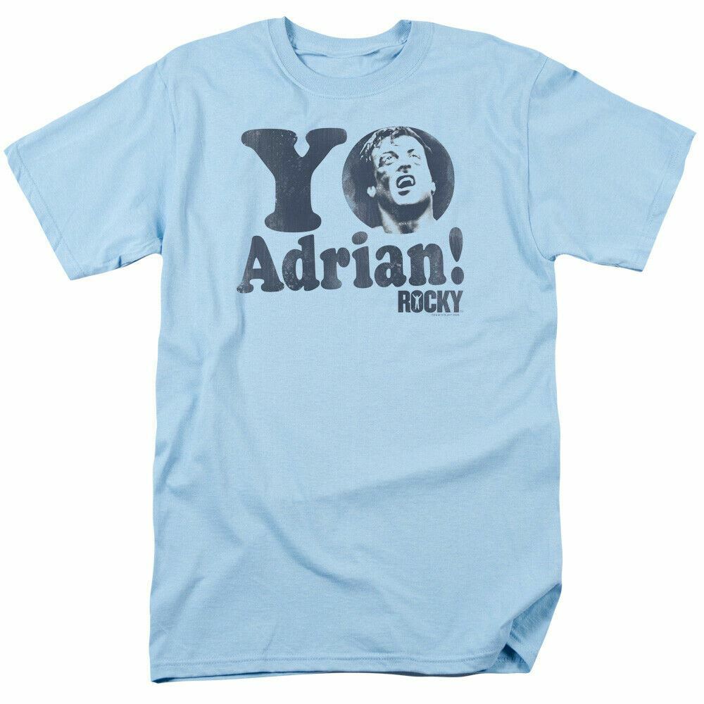 Rocky Yo Adrian T-shirt Mens Licensed Boxing Movie Creed Balboa Light Blue XXXXL