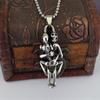 Black Skeleton Hugging Jewelry for Men Double Skeleton Skull Stainless Steel Skull Pendant Necklace