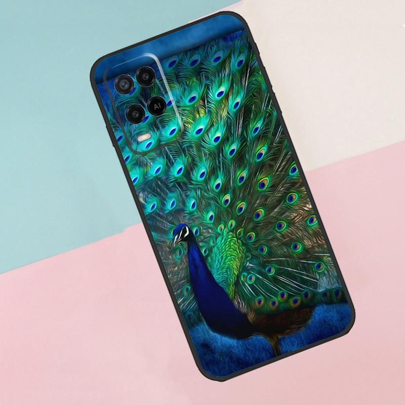 Bird Peacock Feather For Oppo A16 A76 A96 A15 A80 A60 A40 A94 A54 A98 A78 A18 A38 A58 A17 A77 A74 A57S Phone Case