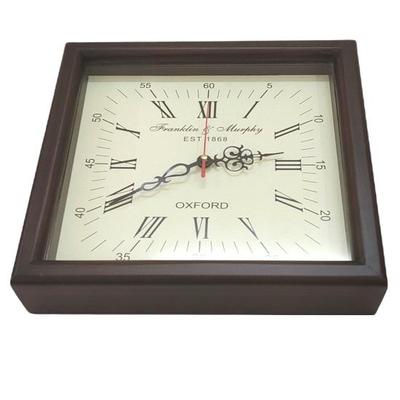 Wooden Wall Clock Antique Finish Square Shape Vintage Roman Numeral Clock
