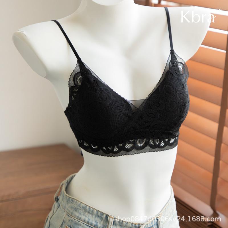 French lace beautiful back underwear women's new popular sexy thin seamless skin-friendly no steel ring bra