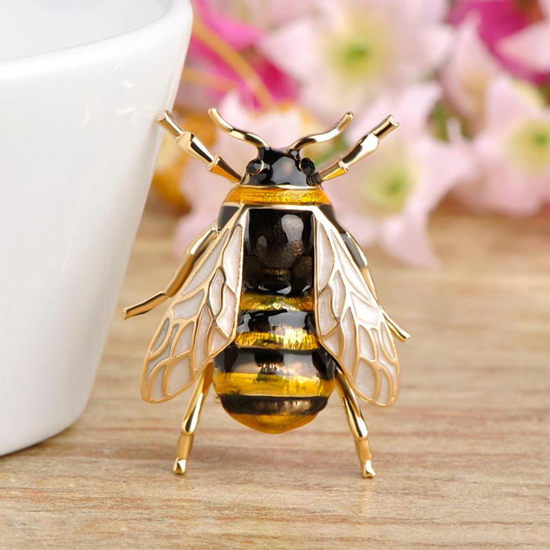 Cute Enamel Bee Brooches For Women Men Gold-Color Fly Insect Brooch Pins Scarf Dress Lapel Pin