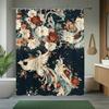 1Pc Crane And Floral Pattern Shower Curtain, Comfortable Bathroom Decor, Polyester Fabric With 12 Hooks, 70. 8X70. 8 Inches