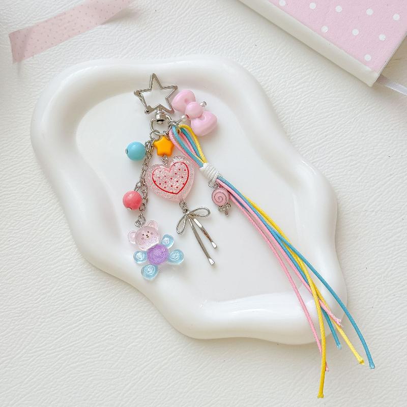 1Pcs Beach Vacation Style Seashell Keychain With Mini House, Starfish, And Ribbon Hanging Accessory, Fresh Summer Bag Charm