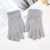 New Winter Women's Fleece-Lined Warm Outdoor Cycling Solid Color Finger-Design Touchscreen Convertible Knit Gloves