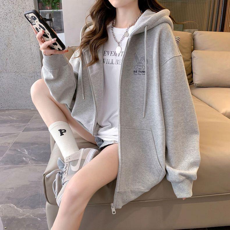 Women's Oversized Hooded Cardigan: Trendy Spring/Autumn 2024 Korean-Style Sweater Top