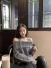 Korean One-Shoulder Ribbed Knit Sweater with Draping and Cut-out Shoulders - Women's Autumn/Winter Pullover Top