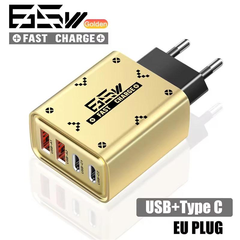 

Зарядное устройство USB 65 Вт Тип C Быстрая зарядка Зарядное устройство для мобильного телефона Быстрая зарядка Дорожный адаптер Для iPhone 15 16 Samsung Xiaomi 15 Huawei EU Plug золотой