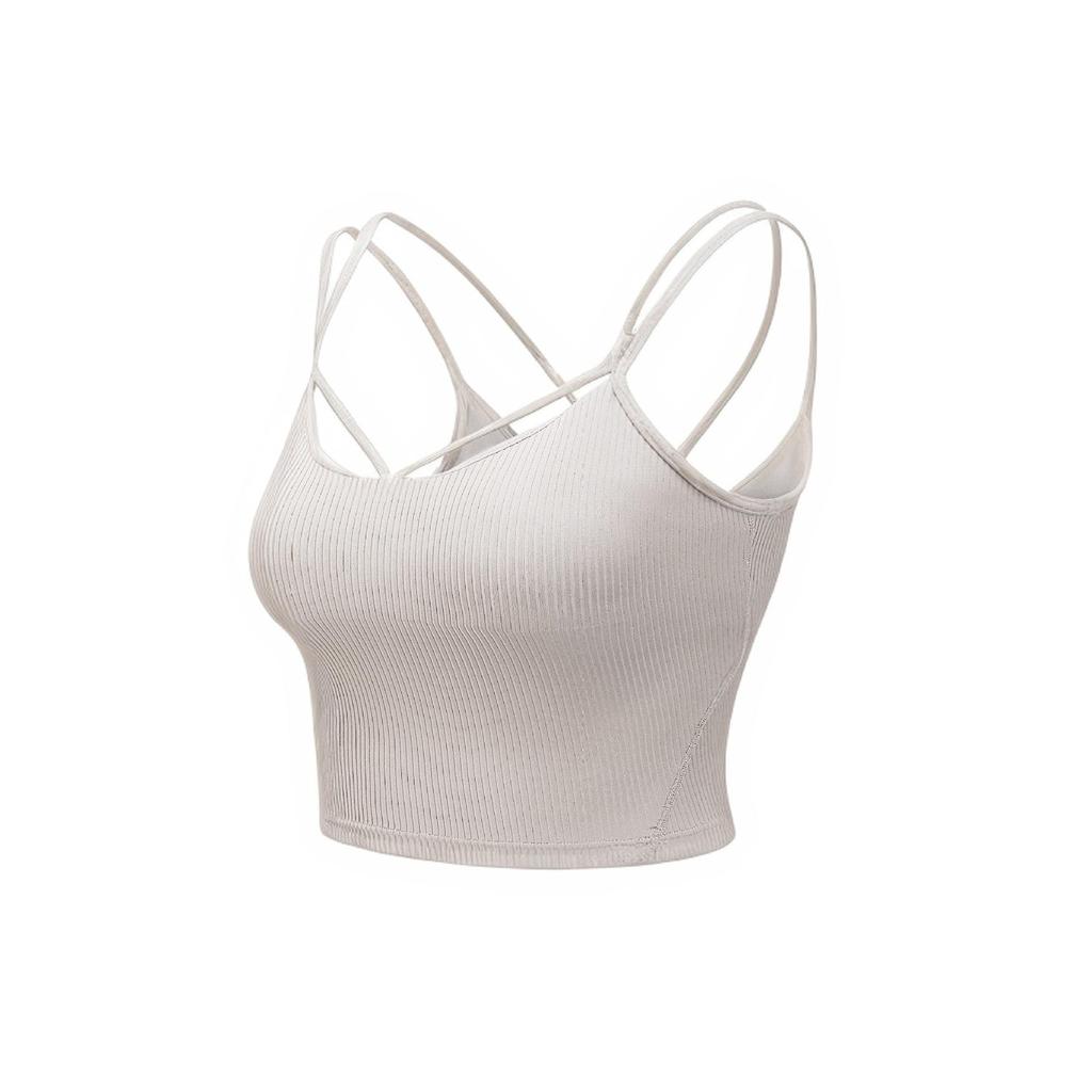 Women's Summer Yoga Sportswear Set: Strappy Tank with Chest Pads & Butt-Lifting High-Waist Leggings