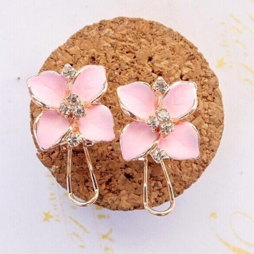 Royal Blue Camellia Earrings: Women's 3D Frosted Clip-Ons In Korean Fashion Style