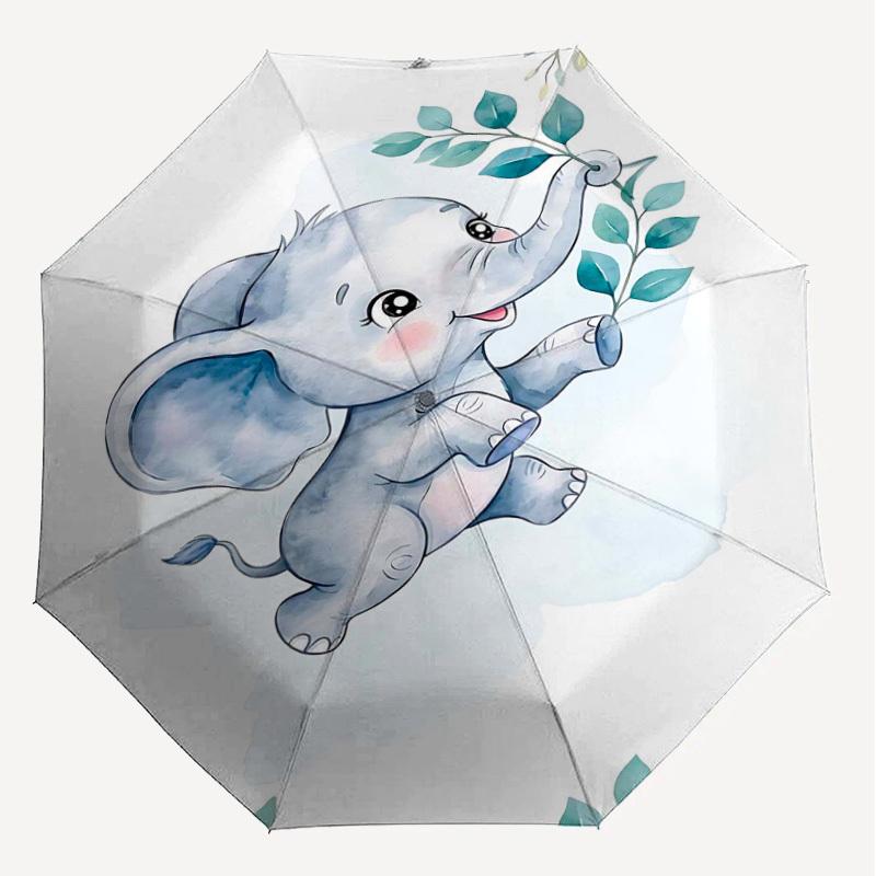 1PC Elephant Umbrella-8-Rib Reinforced, Automatic Open, Lightweight & Durable, Fashion Accessory for Outdoor, H0412