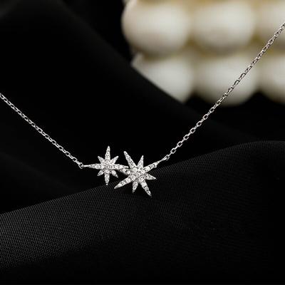925 Sterling Silver Link Řetízek Hvězda Přívěsky Náhrdelník pro ženy Dívčí prohlášení Šperky na vánoční večírek Dz517