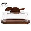 Minimalist Kitchen Butter Organizer Wooden Dish with Glass Lid And Knife Holder for Container Refrigerator Countertop & Refrigerator Keeper