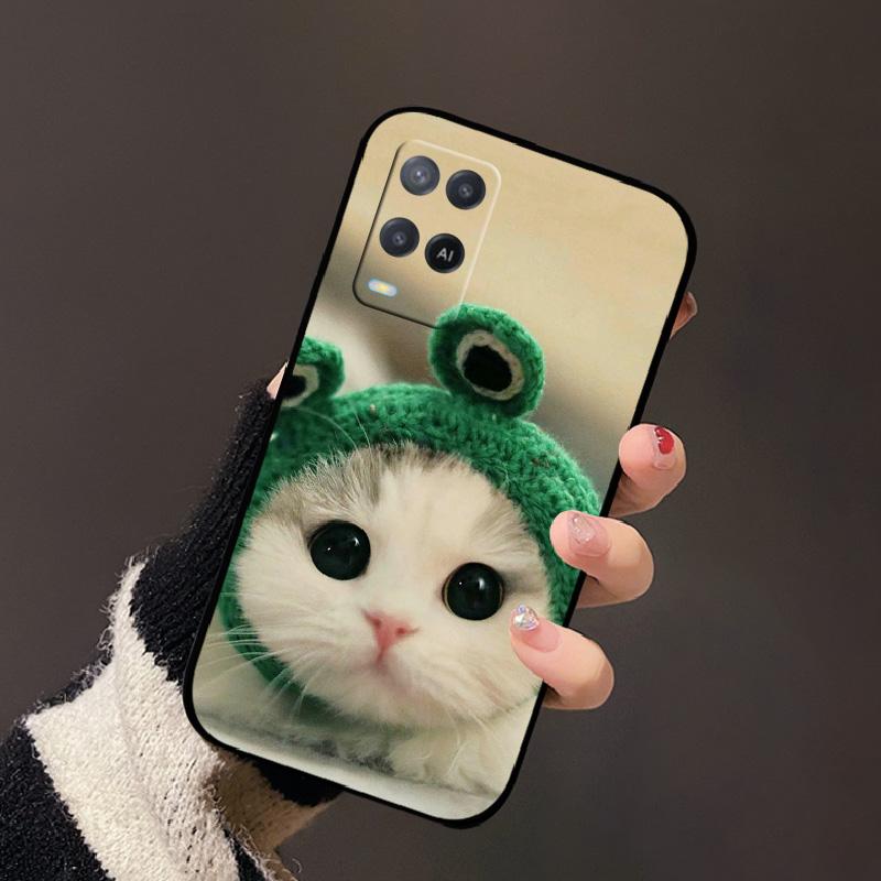 For Oppo A54 4G Case Black Silicone Soft TPU Shockproof Phone Cases For Oppo A54 Painted Phone Cover CPH2239 Protective Fundas