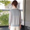 Mother's Spring Knit Lapel Striped Top for Middle-Aged & Elderly Women - Seven-Sleeve Loose T-Shirt.