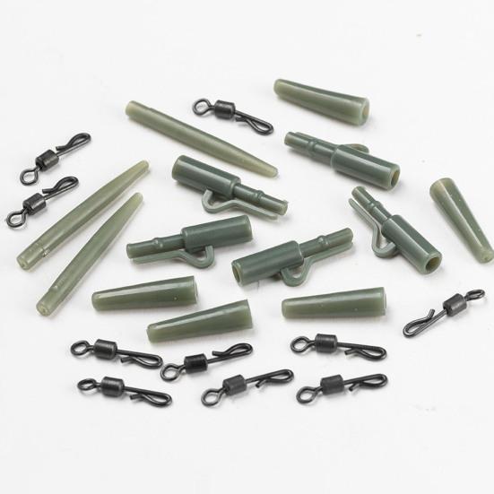 40Pcs/Set Carp Fishing Accessories Set with Storage Box Portable Metal Swivels Soft Tubes Sleeves Carp Fishing Gear Equipment Kit