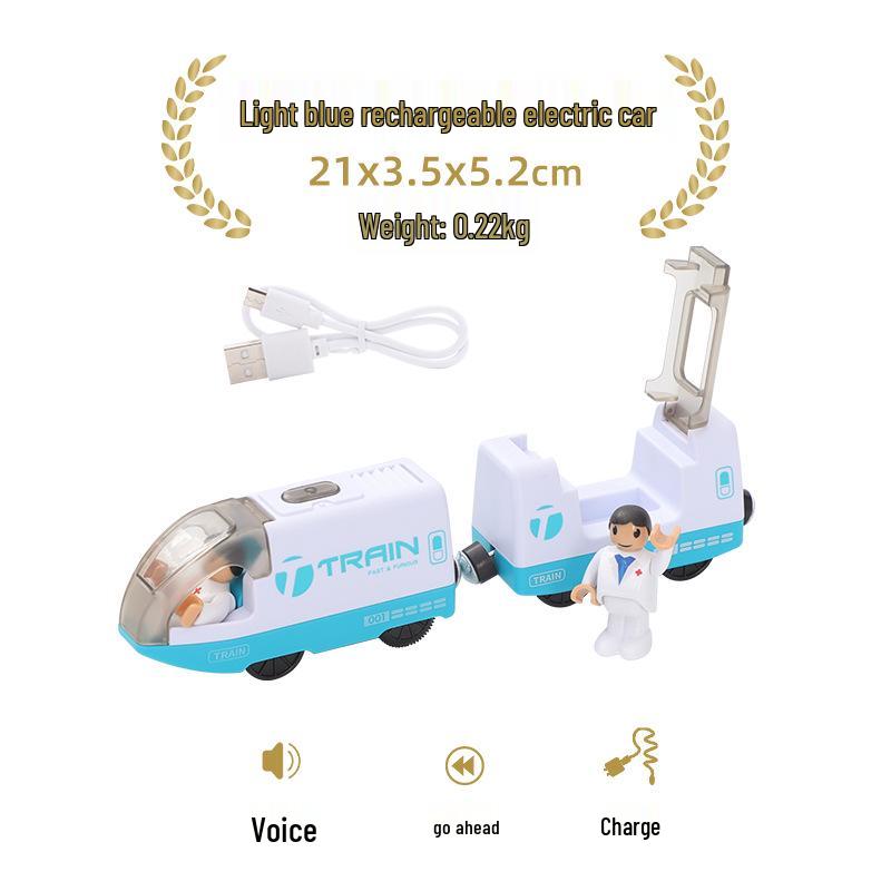 Set Tren Electric pentru Copii - Compatibil cu Piste din Lemn Thomas Brio Mi Rabbit