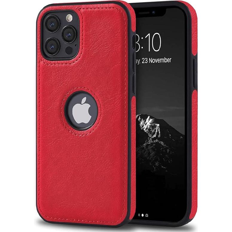 Classy Design Luxury Leather Phone Case for iPhone 12 & iPhone 12 Pro Non-Slip Grip Full Body Ultra Slim Protective Case (2020,6.1”) (Brown)