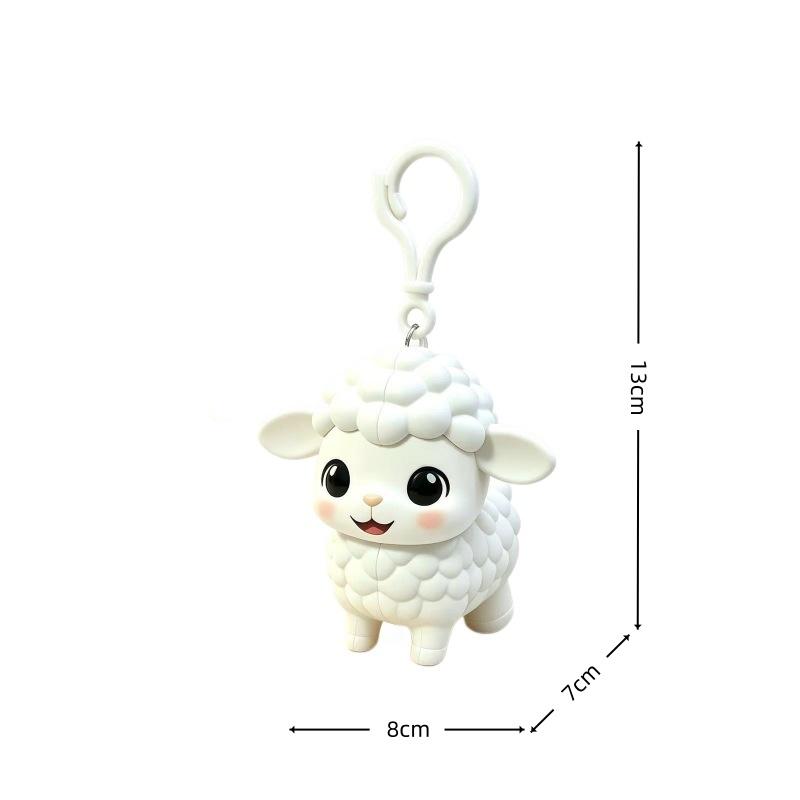 Pull String Sheep Keychain Whimsical Retractable Animal Toy Pendant Kawaii Charm for Car Keys Bag Girls Small Gift
