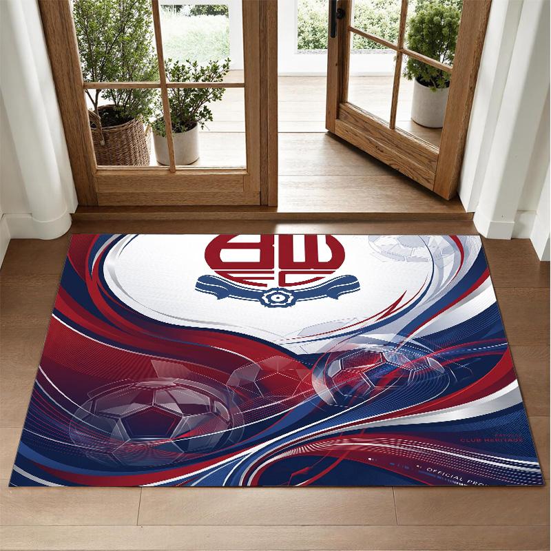Bolton Wanderers FC Design Kristall-Samt-Teppich Weiche Dekorationsmatte für Schlafzimmer Eingang