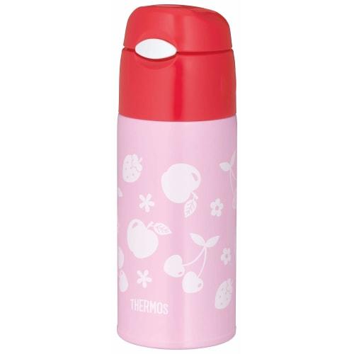 Thermos Water Bottle Vacuum Insulated Straw Bottle 400ml Pink Red Cold Storage Only FHL-402F PK-R
