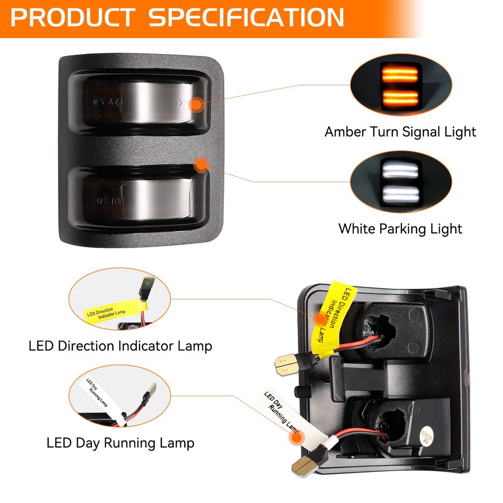 For Ford F250 F350 F450 F550 08-16 Sequential Blinker Signal Lamp 4 Kind Amber Dynamic Switchback Mirror DRL Turn Signals Lights