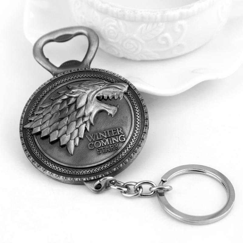 Serie TV Lupo Stark Trono portachiavi Inverno Sta Arrivando Collana con Ciondolo Vintage Logo 3D Famiglia Stark Gioielli Souvenir Regalo