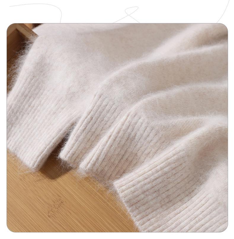 Maglione da donna taglie forti con scollo rotondo in visone e cashmere