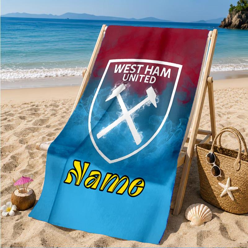 Vlastní jméno Plážová osuška Vzor s erby West Hamu Mikrovláknová plážová osuška, Lehká na letní cestování, Fanoušek bazénu Dárek k narozeninám