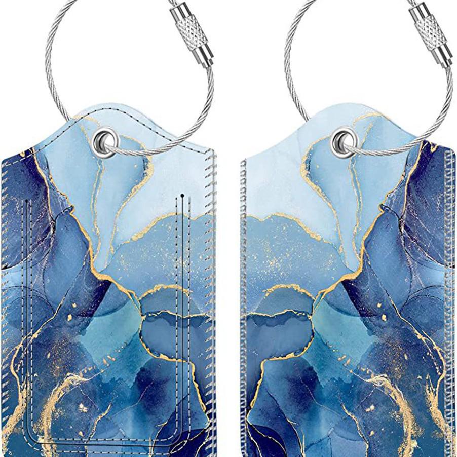 Stylish Printed Leather Luggage & ID Tag Set