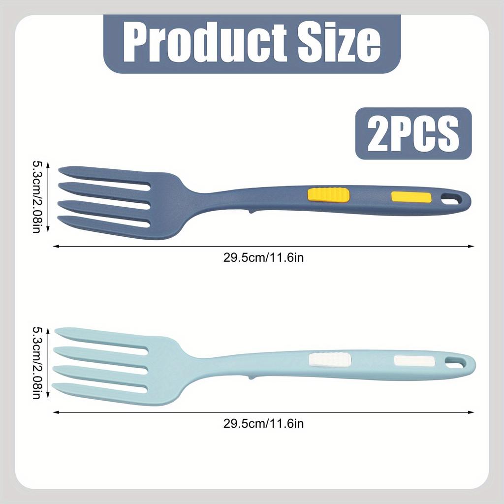 2pcs Cooking Forks, Multifunctional Cooking Fork Spaghetti Fork Heat Resistant Nonstick Blending Fork for Kitchen Cooking Baking