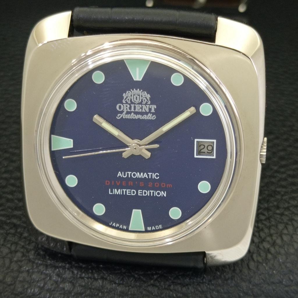 USED JAPAN VINTAGE ORIENT AUTOMATIC 46941 MENS BLUE COLOR DIAL WATCH A702233-5 R123-a702233