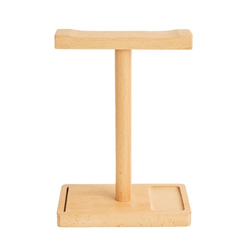 Walnut Headphone Stand Universal Desktop Holder for Gaming Headsets Solid Wood Craftsmanship with Storage Base