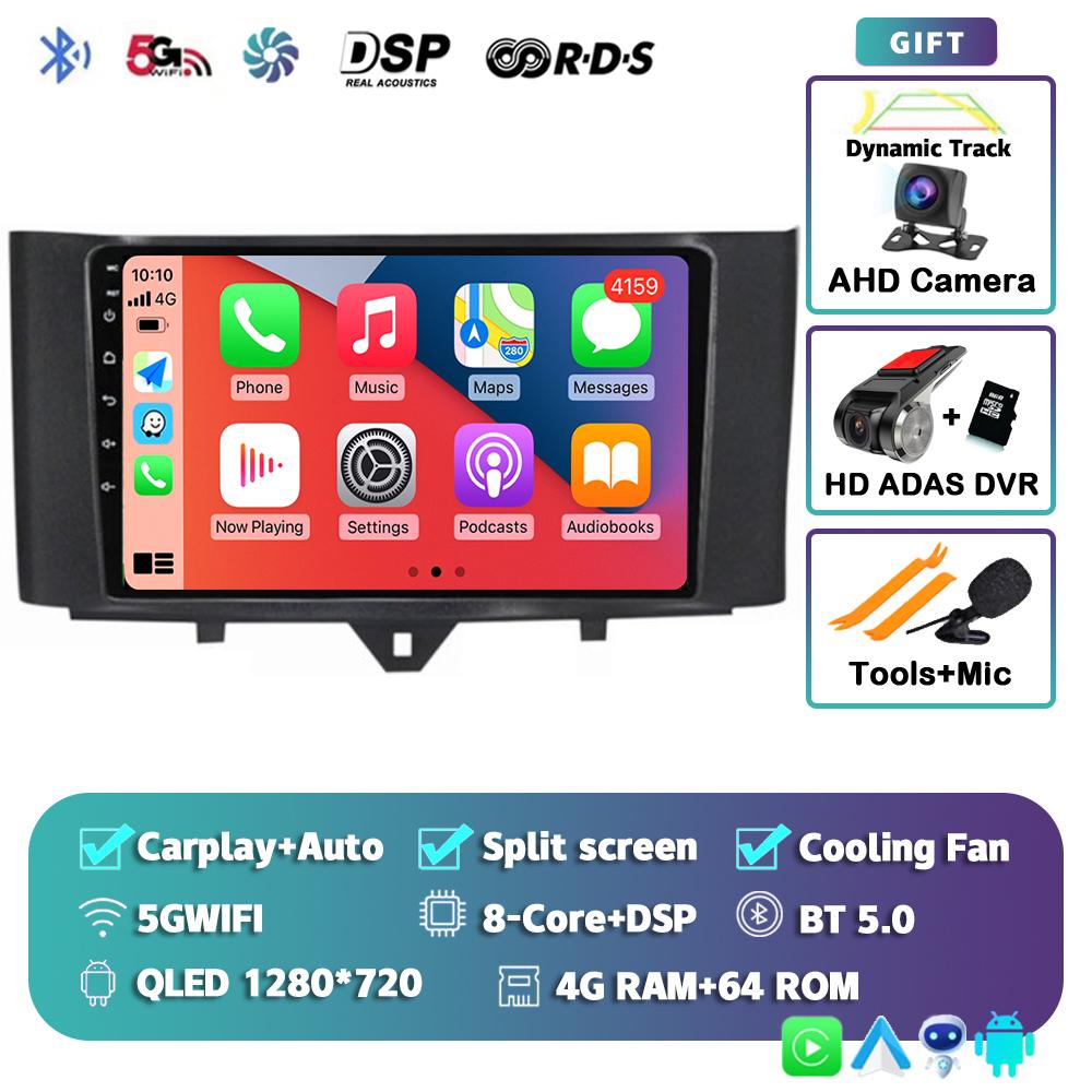 Android 14 Carplay Auto Car Raido For Mercedes Benz Smart Fortwo 451 2010-2015 Multimedia Video Player Autoradio GPS 4G Stereo