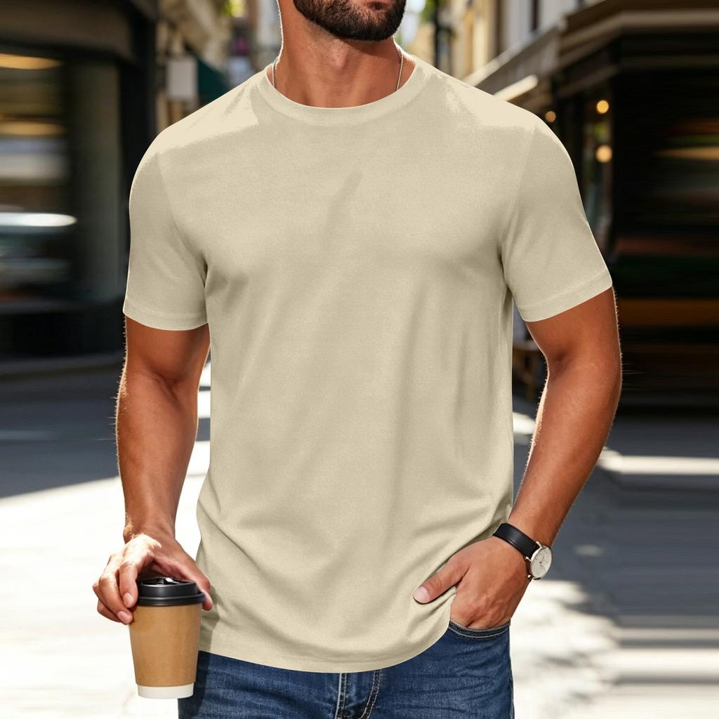 Men's Breathable Crew Neck T-Shirt Short Sleeve Athletic Shirt Lightweight Soft Fabric Moisture Wicking Gym Top Casual Fit