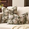 Vintage Neutral Floral Jacquard Throw Pillowcase Soft Decorative Farmhouse Accent Couch Pillow Case for Home Living Room Bed
