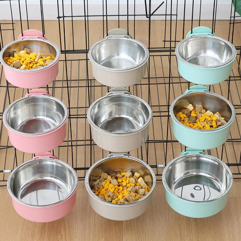 Langlebiger Edelstahl Haustier Hundenapf Futterspender Hängendes Anti-Rutsch-Design Katzen Hundenäpfe Futterzubehör Haustierbedarf