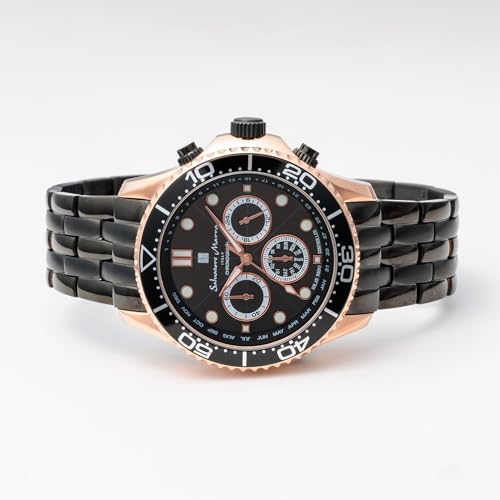 Salvatore Marra Men's Solar-Powered Radio-Controlled Watch, Analog Quartz Movement, Waterproof, PGBK, Limited Edition [Parallel Import]