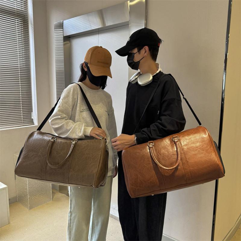 Retro Style Large-capacity Fitness Bag Dry and Wet Separation Travel Bag Simple Sports Yoga Bag Storage Duffel Bag