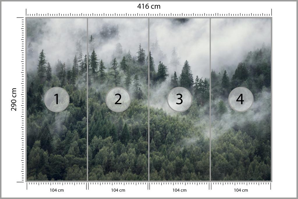 Photomural Forest In The Morning Mist Washable Fleece 416x290