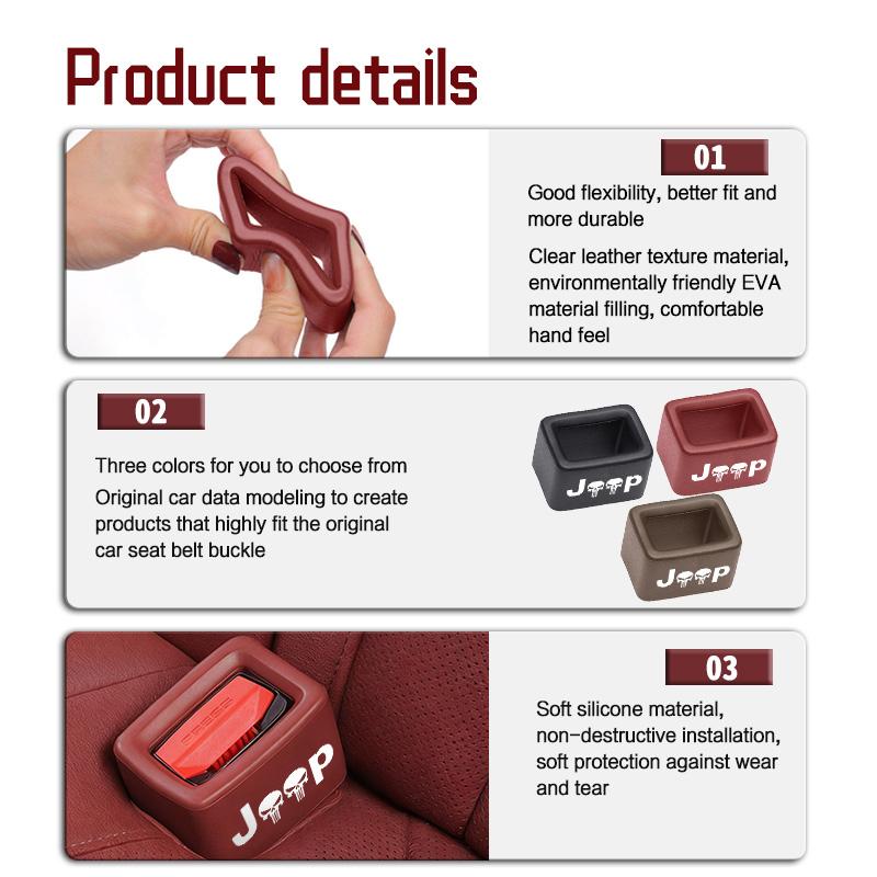 For Jeep Car Logo Seat Belt Buckle Protective Cover Safety Belt Clip Case Accessories Grand Cherokee Patriot Renegade Compass AJT1